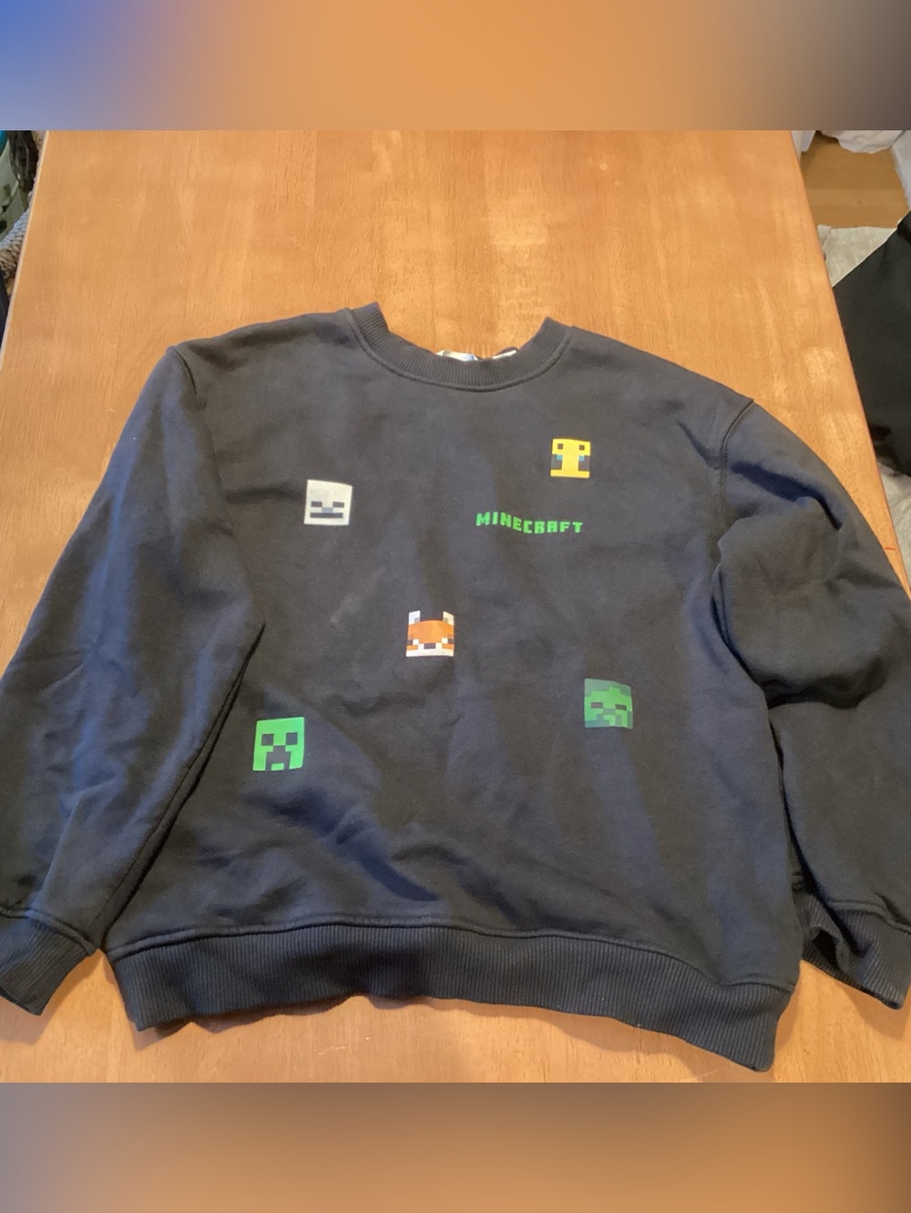 H&M Black Minecraft Crewneck Sweater with Pixel Character Icons